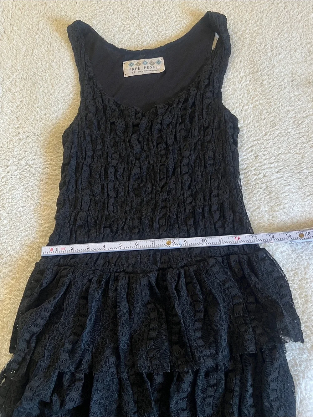 Free People Black Lace Tiered Dress Romantic Goth Whimsigoth S